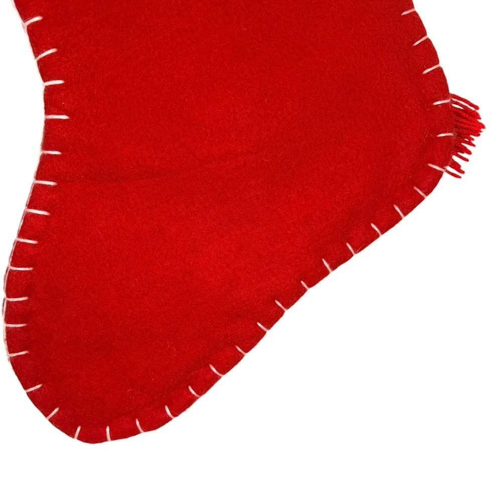 VTG 90s Patriotic Snowman Christmas Stocking Red Felt Americana Stars Stripes